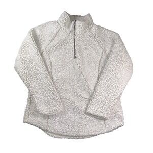 Cozy Sherpa Pullover Womens XL White Fleece Jacket Half Zip Fuzzy Soft Warm Top